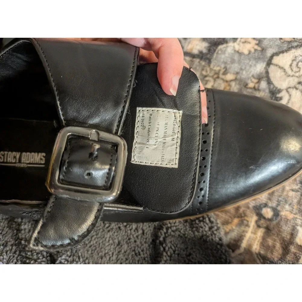 Black Dress Church Wedding Shoes Big Boys Size 6 Brogue Stacy Adams Monk Strap